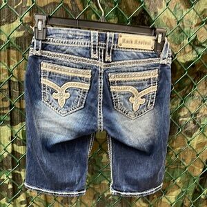 Rock Revival Blue Denim Bermuda Shorts size 25. 10.5” inseam